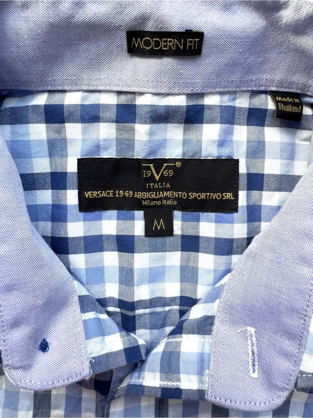 Versace 19.69 Italia Dress Shirt Mens Long Sleeve Modern Fit Patterned Blue M - Picture 2 of 5